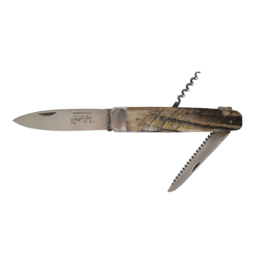 Couteau pliant Hallali Corne de bélier 3 pièces - DOURIS CHASTEL
