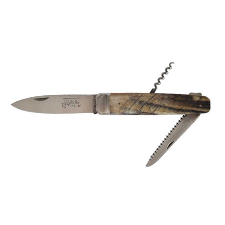 Couteau pliant Hallali Corne de bélier 3 pièces - DOURIS CHASTEL