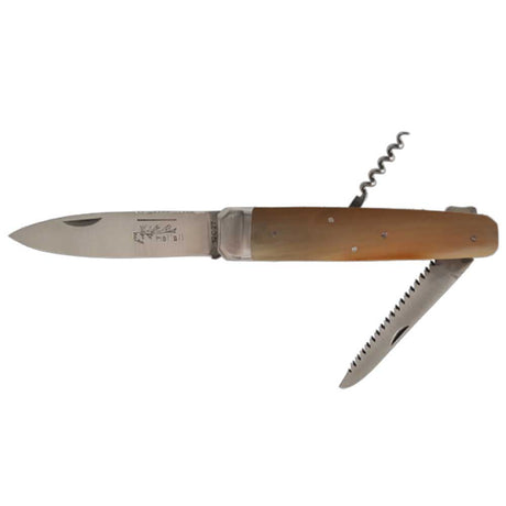 Couteau pliant Hallali Pointe de corne blonde 3 pièces - DOURIS CHASTEL