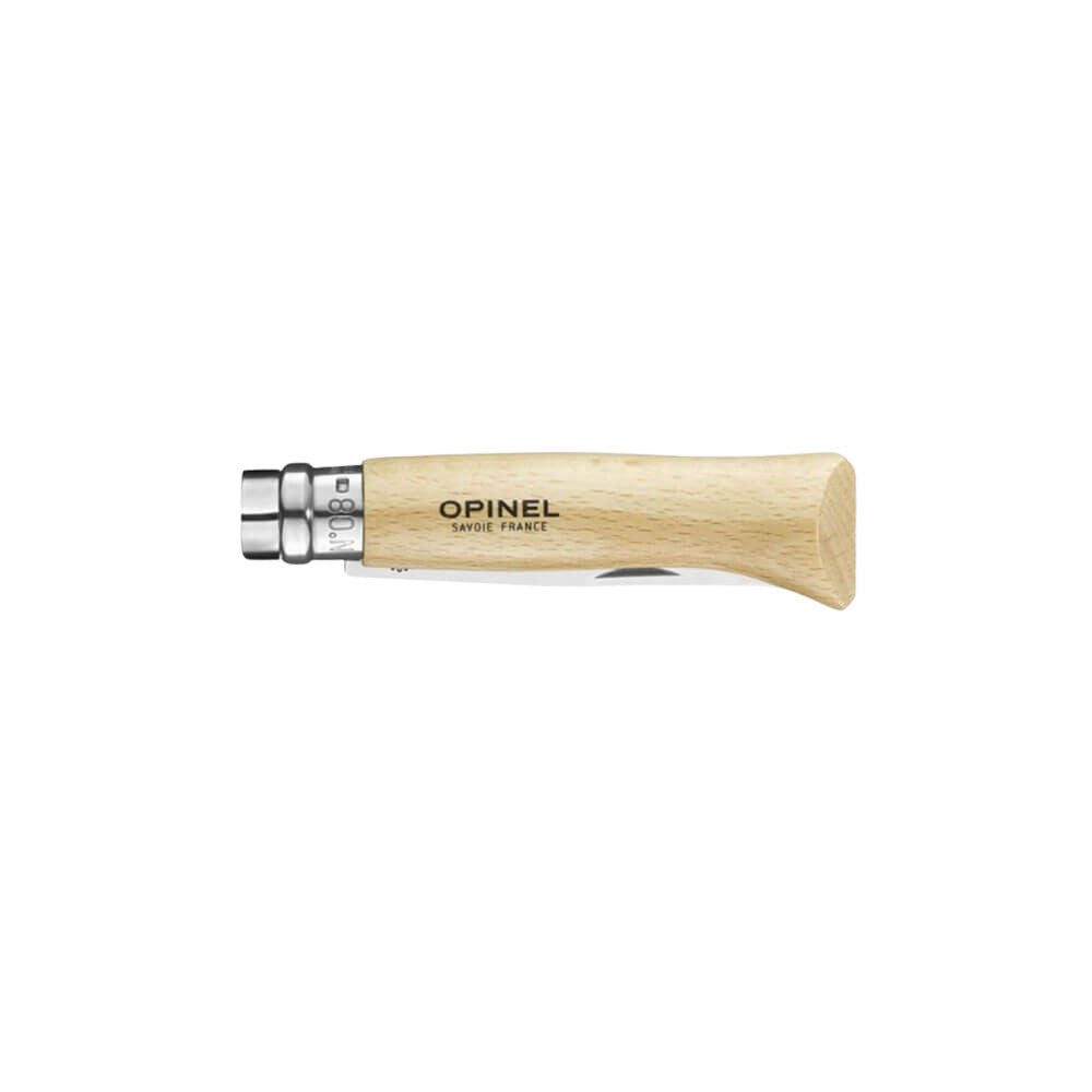 Couteau pliant n°8 Inox avec étui en cuir plié - OPINEL
