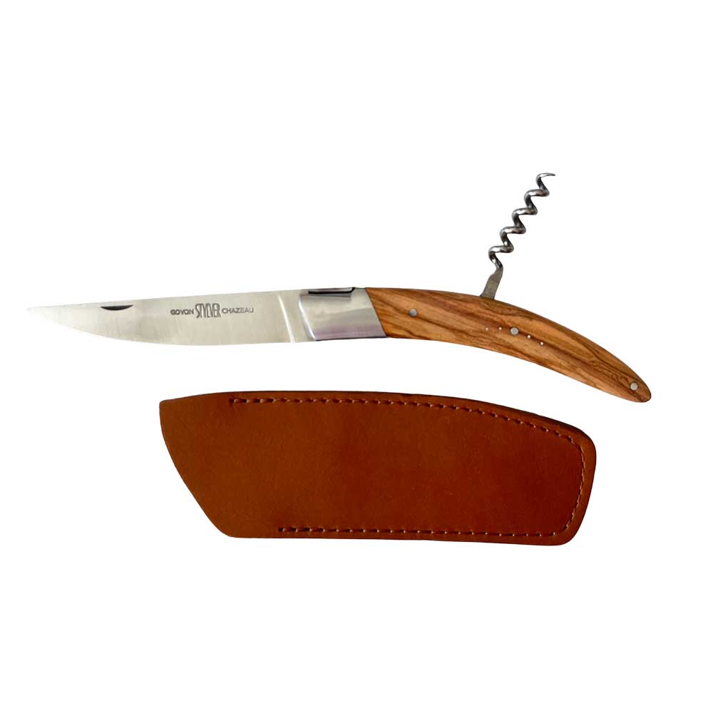 Couteau pliant Styl'Ver avec tire-bouchon et Etui en cuir OFFERT - GOYON-CHAZEAU en promo