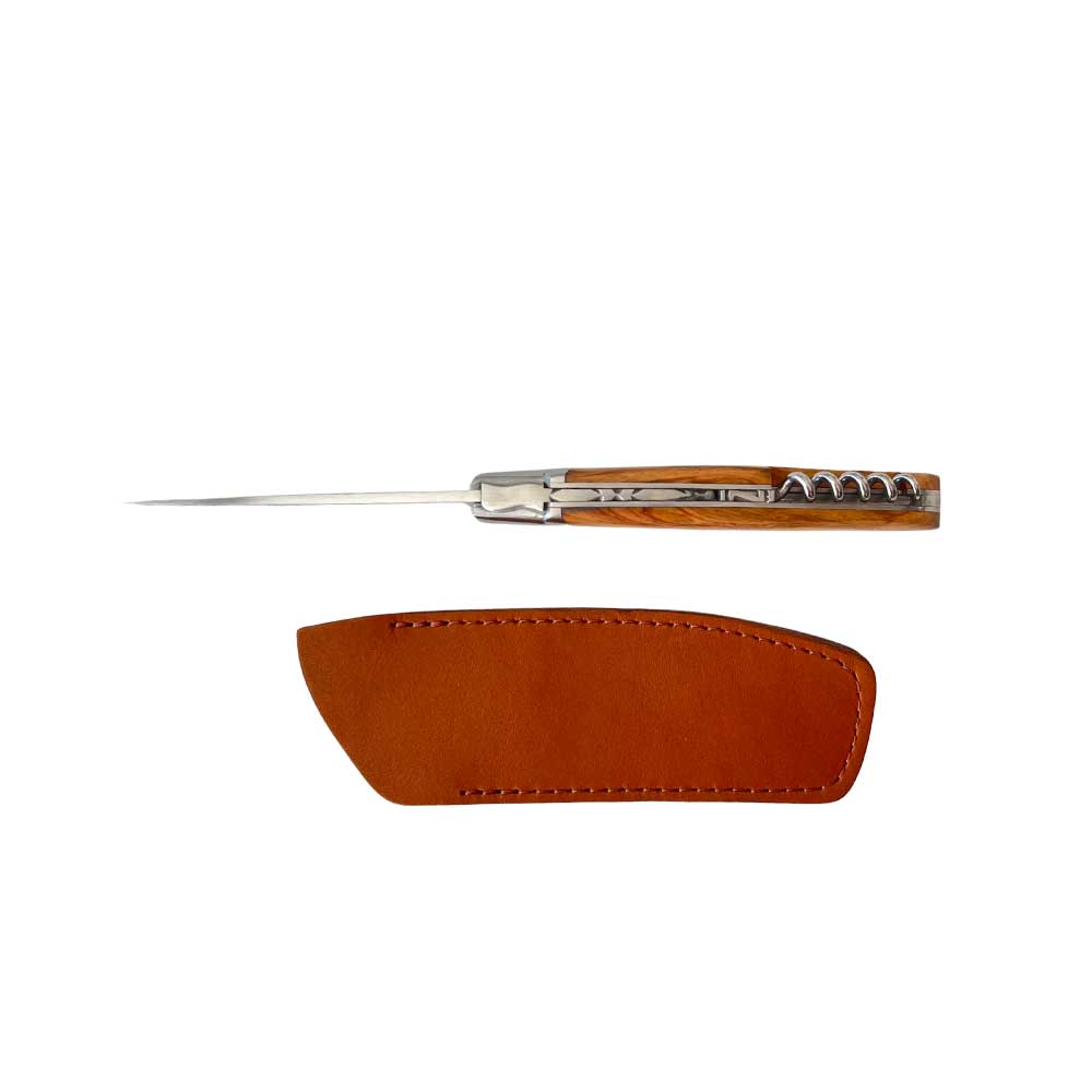 Couteau pliant Styl'Ver avec tire-bouchon et Etui en cuir OFFERT - GOYON-CHAZEAU pas cher