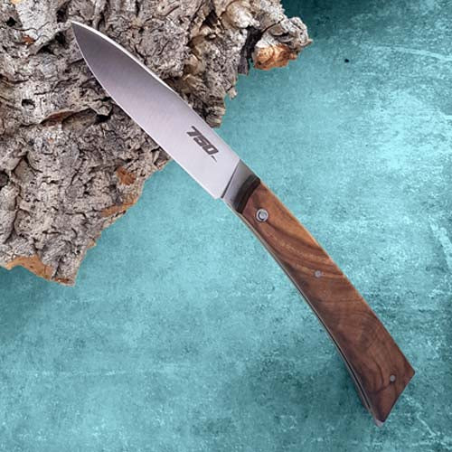 Couteau de poche "LE 750" Plein Manche Olivier - GOYON-CHAZEAU contre tranchant, fabrication artisanale