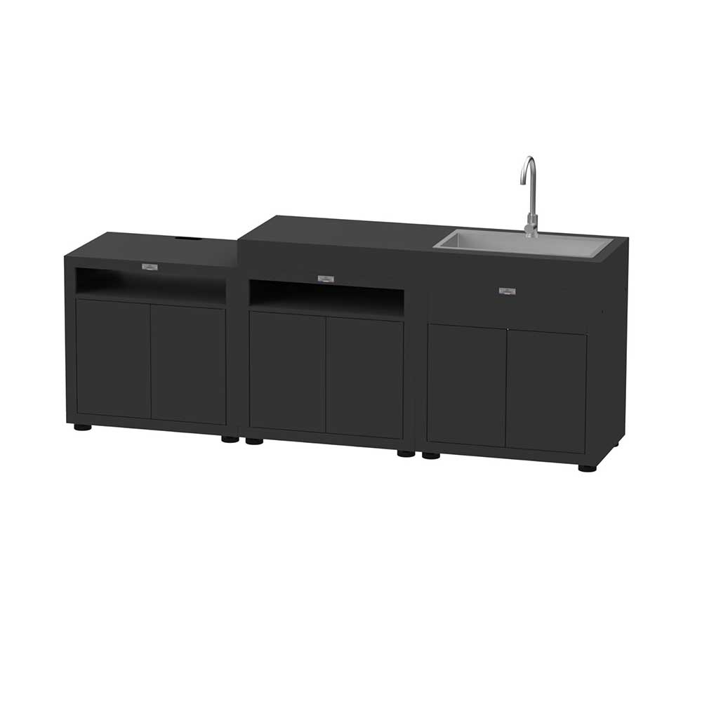 Cuisine 3 Eléments sans Crédence Noir - LE MARQUIER