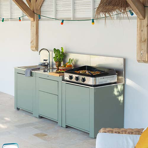 Cuisine CLASSIC 3 Modules Vert Sauge - ENO cuisine extérieure d'été
