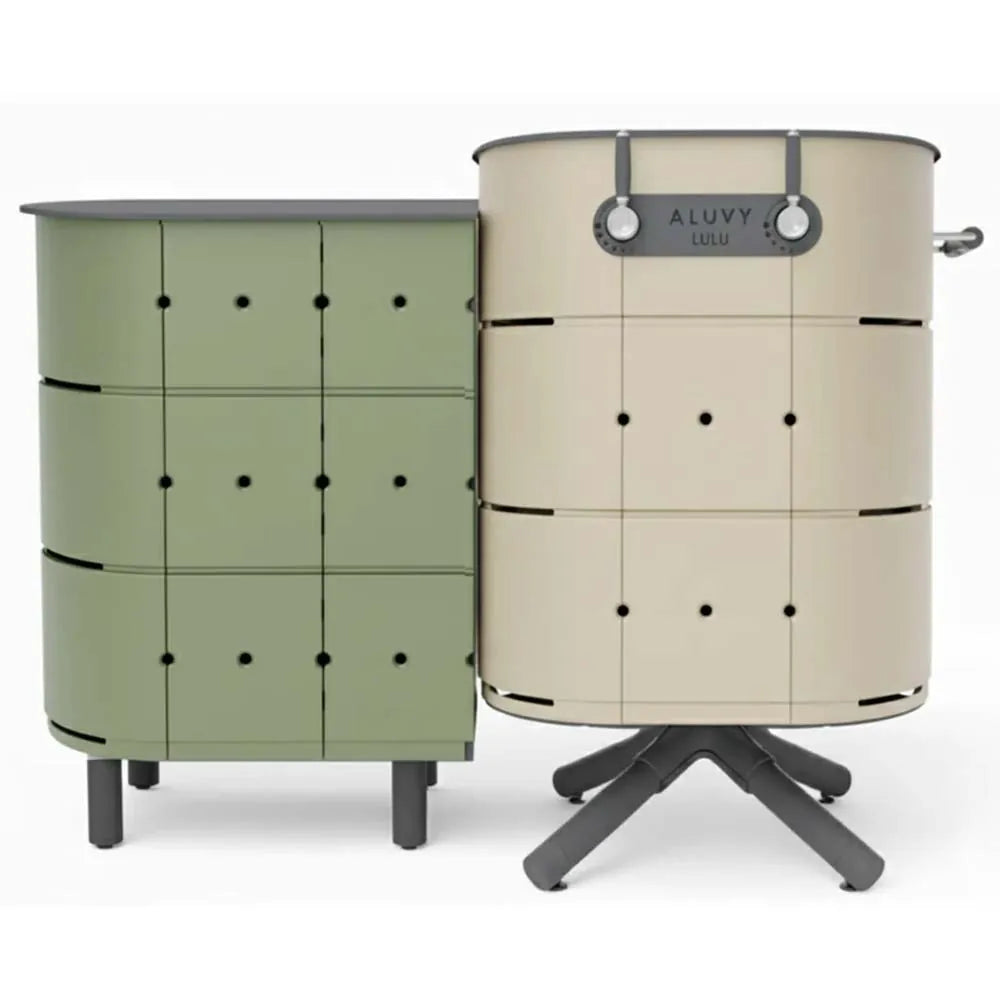 Cuisine Duo MARCEL Charbon + meuble JEAN - ALUVY kaki champagne