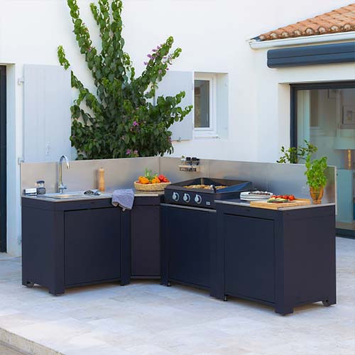 Cuisine COMFORT 5 Modules Bleu Navy - ENO matériaux robustes, inox, acier