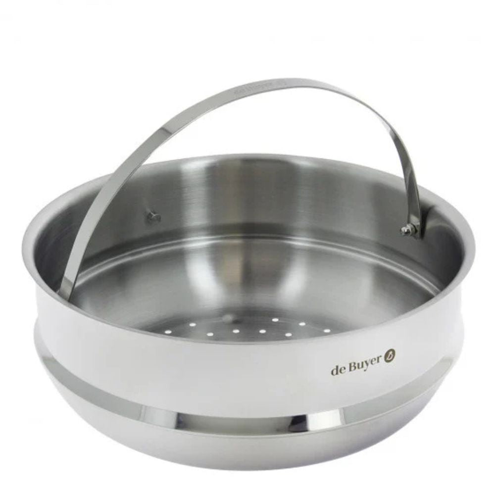 Cuit-vapeur en inox 24 cm DE BUYER en acier inoxydable avec anse de levage