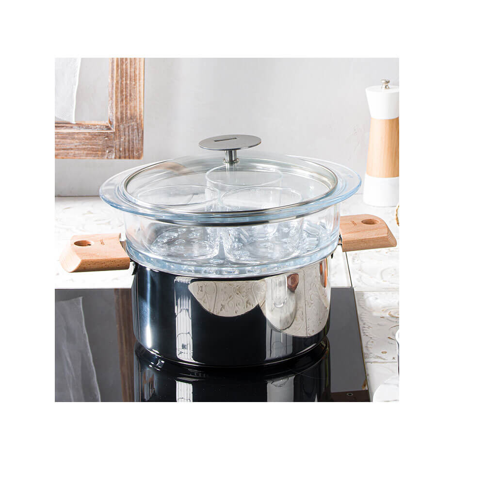 Cuit-vapeur verre avec couvercle OFFERT - CRISTEL avec des ramequins