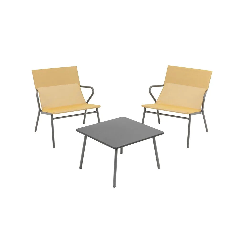Ensemble table basse et 2 fauteuils Jaune Safran - LAFUMA