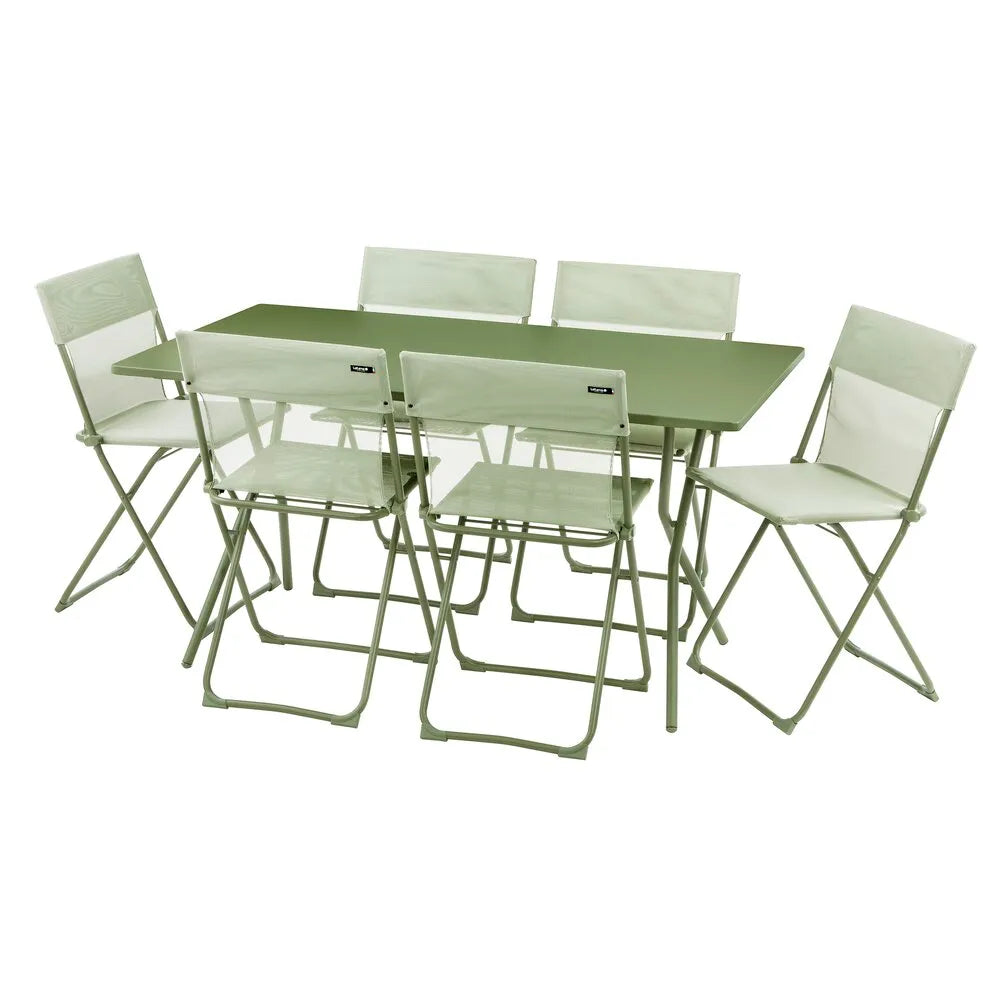 Salon de jardin Table de jardin pliante 6 chaises Balcony - LAFUMA vert moss
