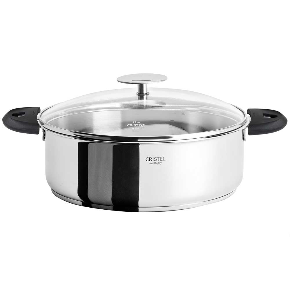 Ensemble Sauteuse Mutine 24 cm amovible avec 2 anses et couvercle - CRISTEL