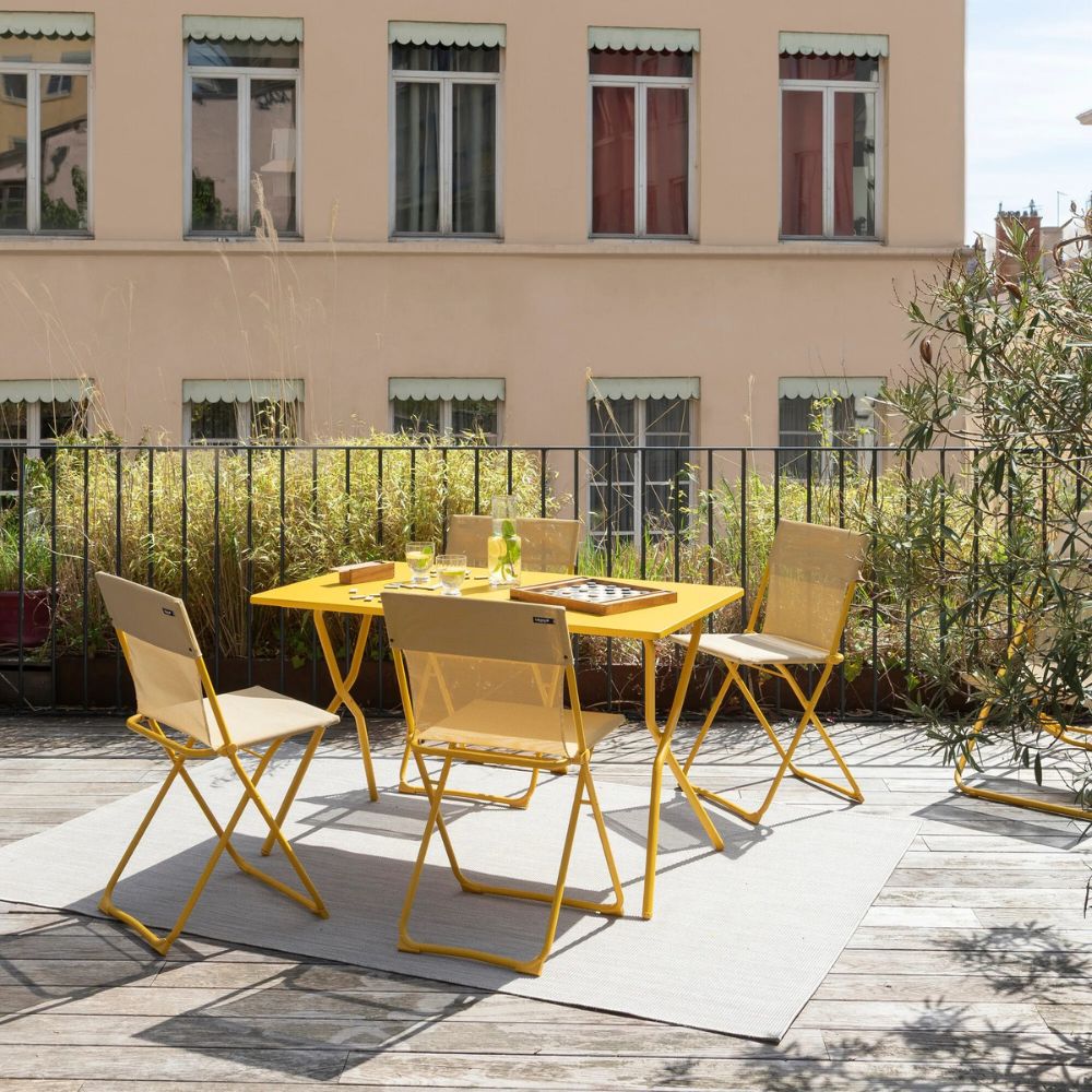 Ensemble table pliante et 4 chaises Balcony II LAFUMA terrasse balcon mobilier extérieur compact