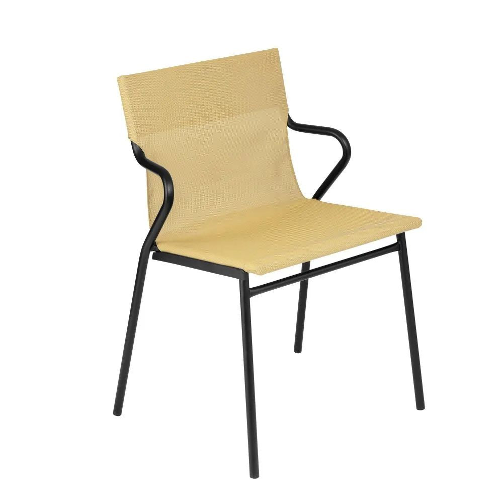 Fauteuil HORIZON LAFUMA noir, assise Batyline Safran.