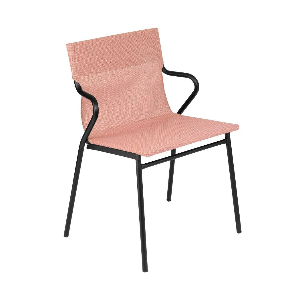 Fauteuil extérieur CHR LAFUMA noir, toile Terre Cuite.