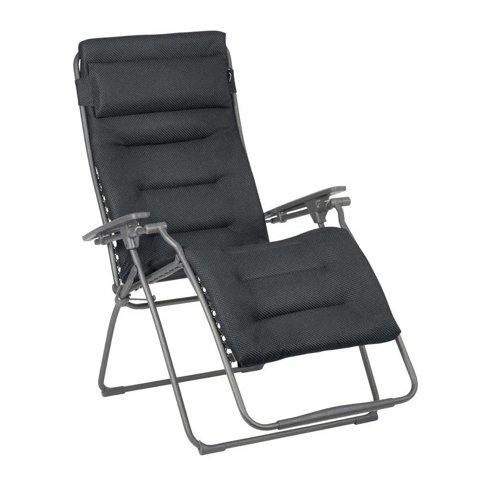 Fauteuil de relaxation multi position pliant FUTURA XL toile BeComfort - LAFUMA dark grey gris foncé