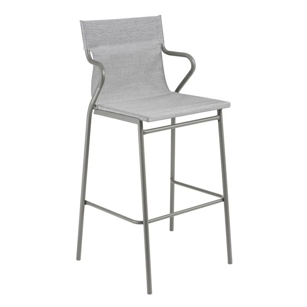 Fauteuil haut extérieur LAFUMA Horizon, toile Pearl et structure titane.