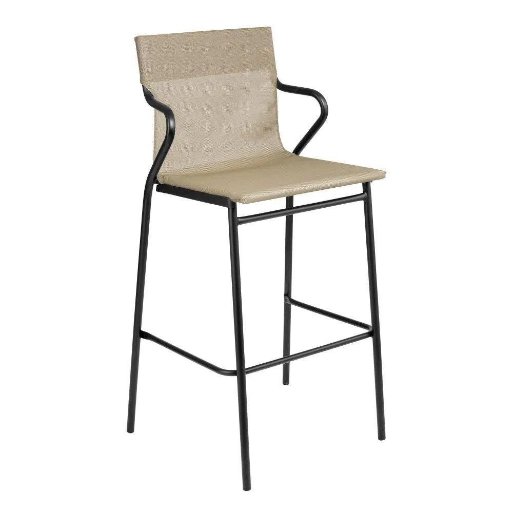 Fauteuil haut CHR LAFUMA structure noire, assise Noisette.
