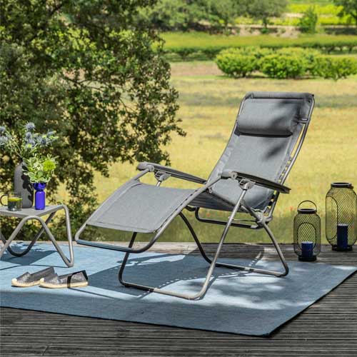 Fauteuil Relax matelassé Zéro Gravité Rsx clip LightComfort gris ombre LAFUMA outdoor