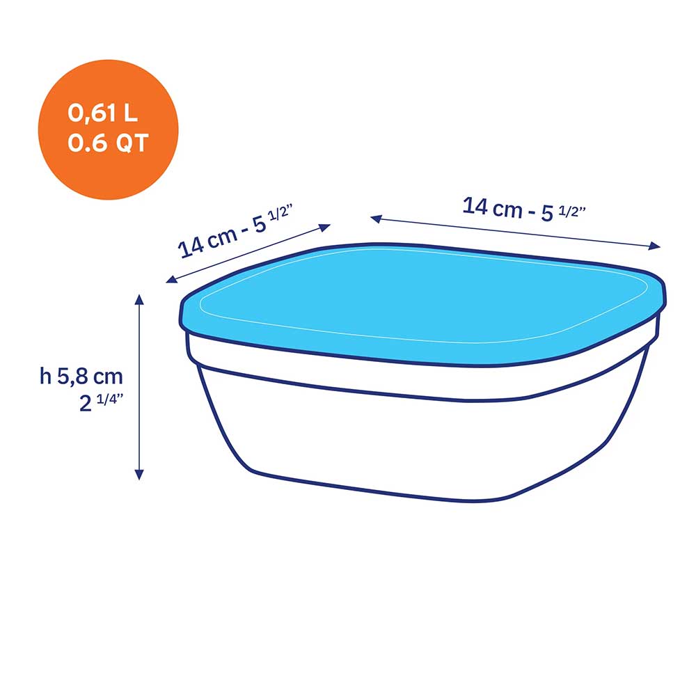 Mesures de la boite de conservation Freshbox 0.61L DURALEX