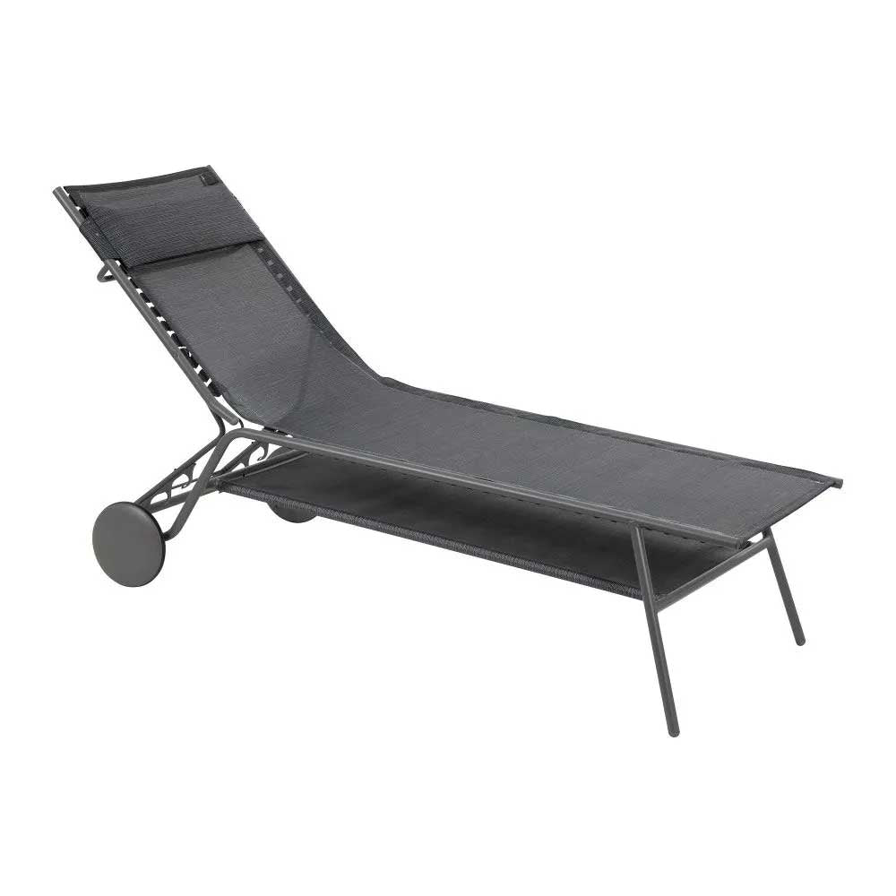 Lit bain de soleil Miami II toile Batyline DUO Assise haute - LAFUMA obsidian