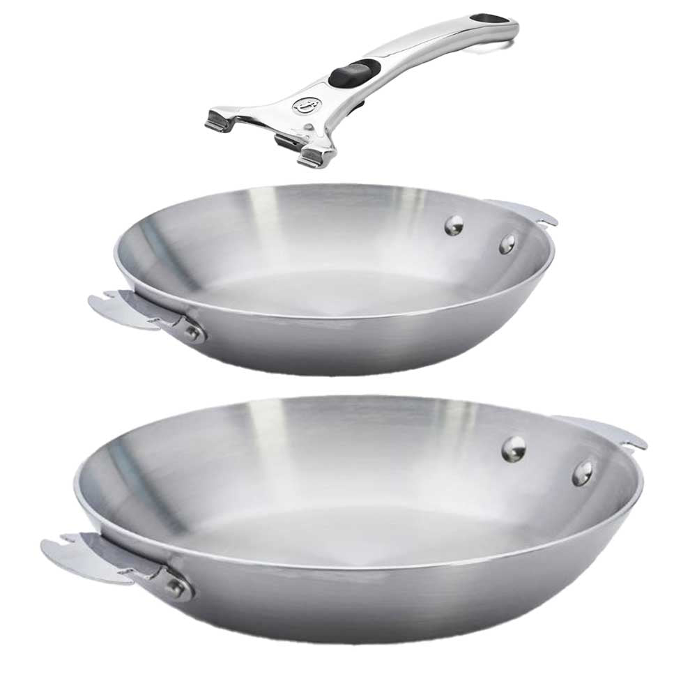 Lot 2 Poêles inox Alchimy LOQY avec poignée incluse - DE BUYER