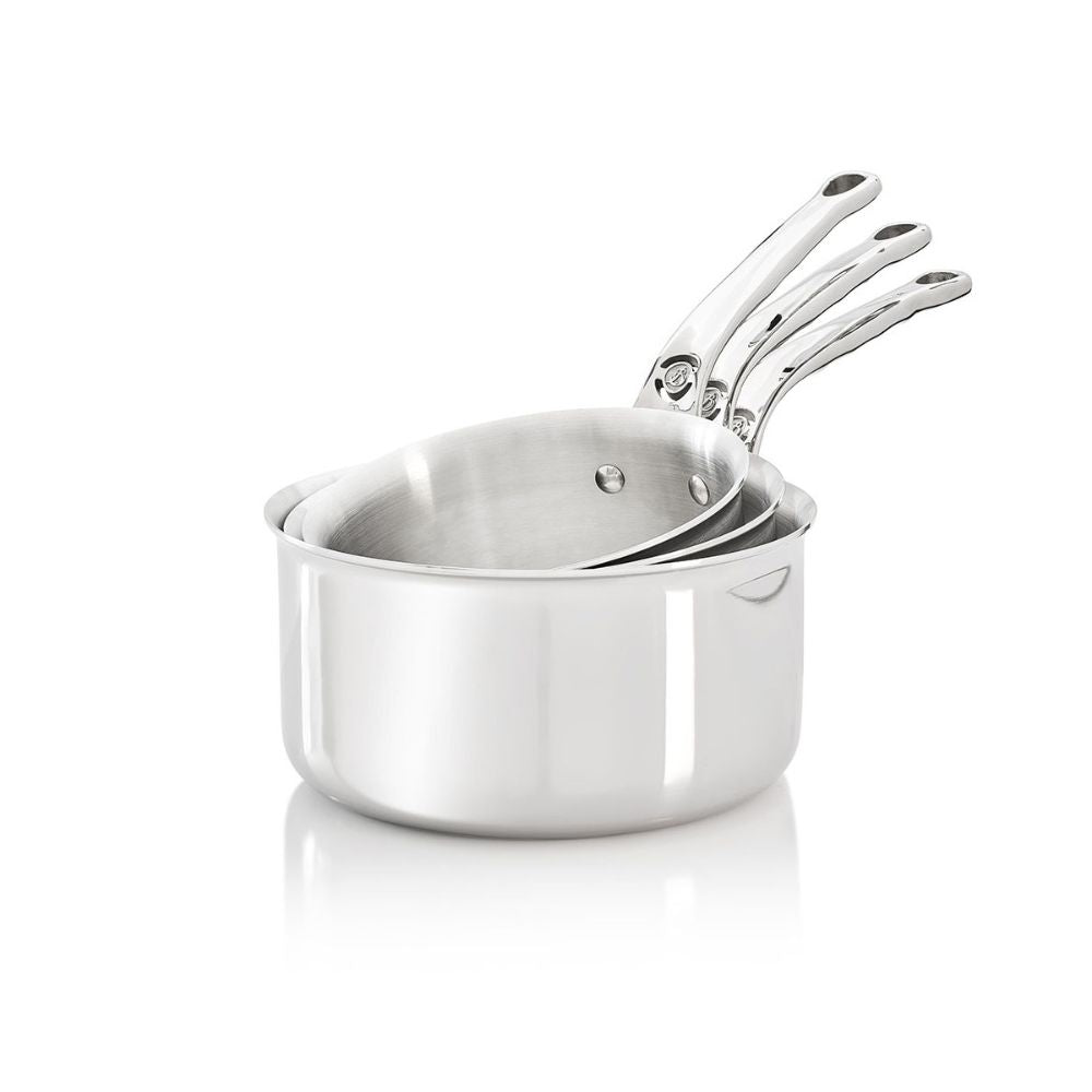 Lot de 3 casseroles Affinity DE BUYER empilées en inox multicouche compatible induction