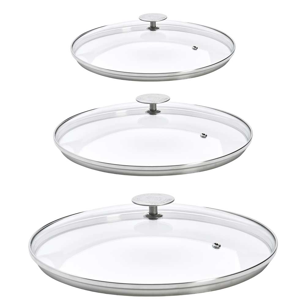 Lot 3 Couvercles en verre avec Pontet inox - DE BUYER