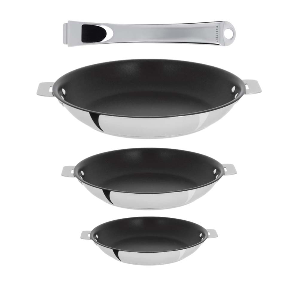 Lot de 3 Poêles antiadhérent Casteline poignée amovible OFFERTE - CRISTEL
