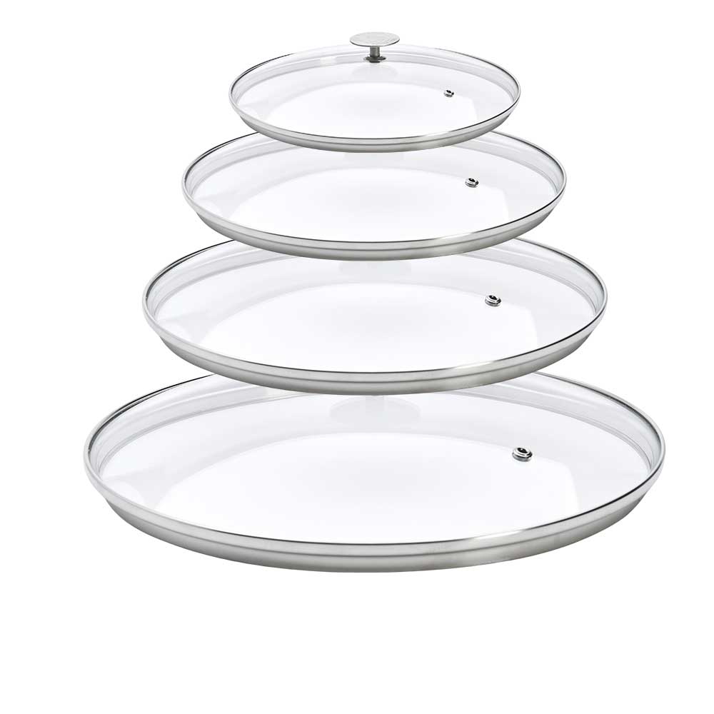 Lot 4 Couvercles en verre avec Pontet inox - DE BUYER