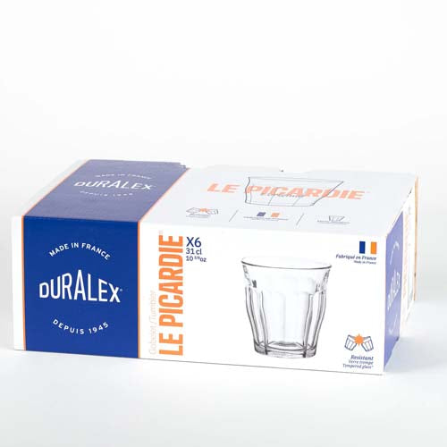 Lot de 6 verres 31 cl transparent - PICARDIE - DURALEX résiste aux chocs