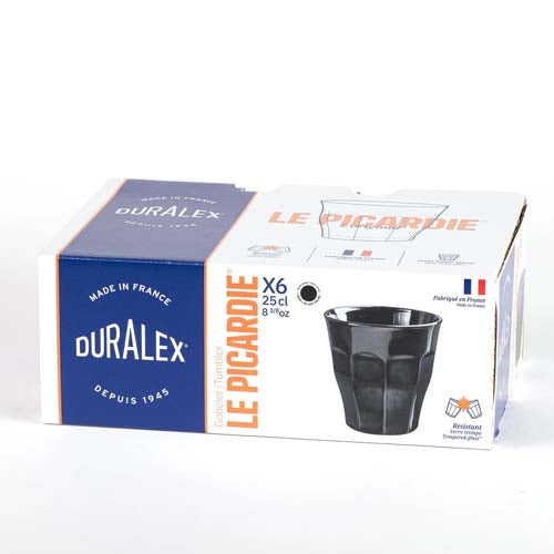 Lot de 6 verres 25 cl Noir - PICARDIE - DURALEX passe au lave-vaisselle