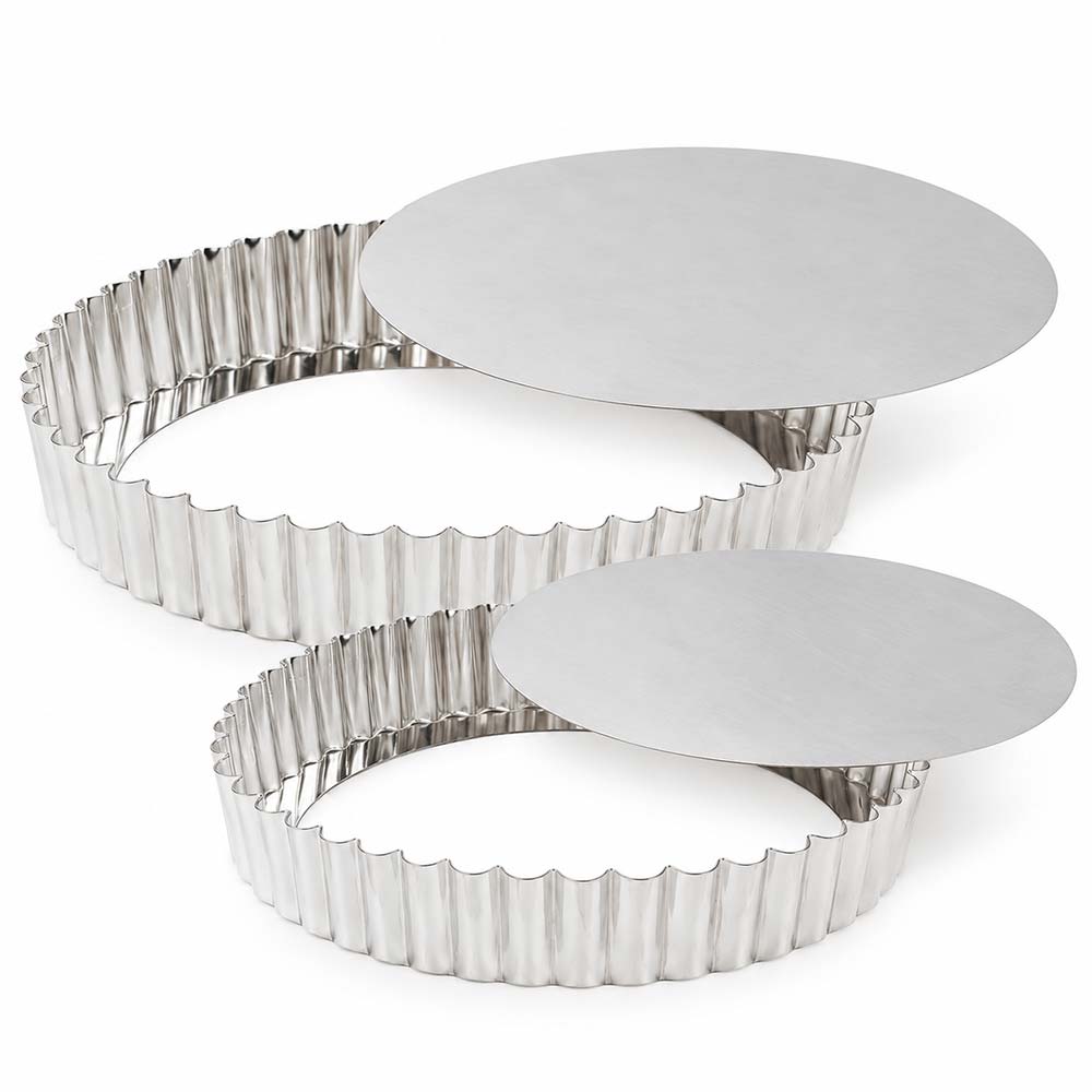 Lot 2 moules à tarte en fer blanc à fond amovible 24 et 28 cm – GOBEL