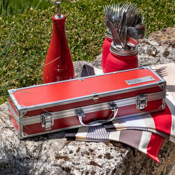 Mallette 3 ustensiles Rouge Pince Spatule Fourchette - LE MARQUIER