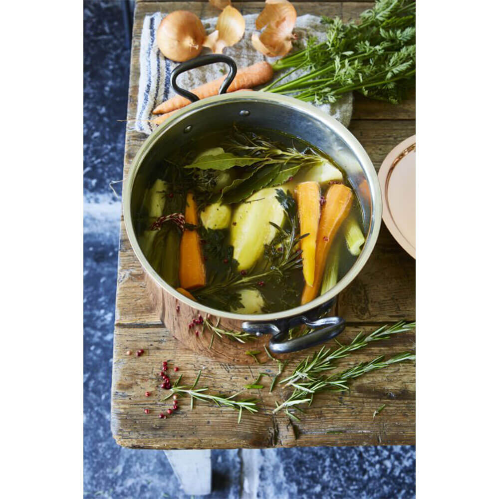 Marmite Cuivre Etamé Couvercle OFFERT - BAUMALU avec nourriture