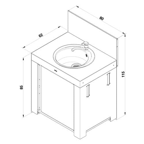 Plan du meuble vier rond inox ENO