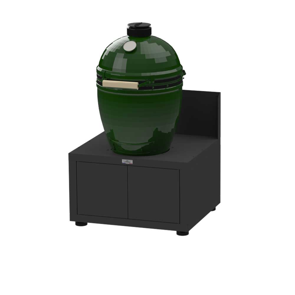 Meuble kamado LE MARQUIER vu avec un barbecue kamado