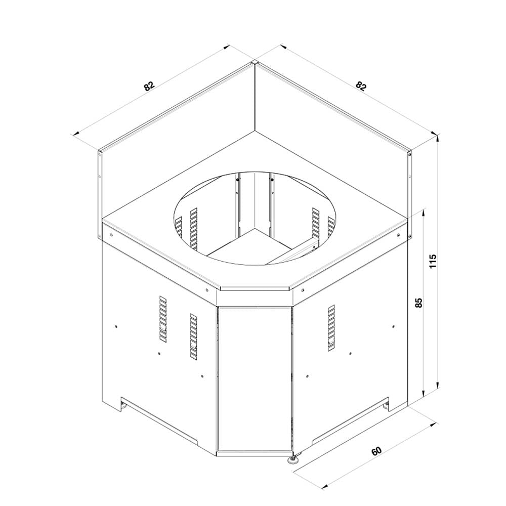 Meuble module d'Angle pour Kamado M et L - ENO dimensions