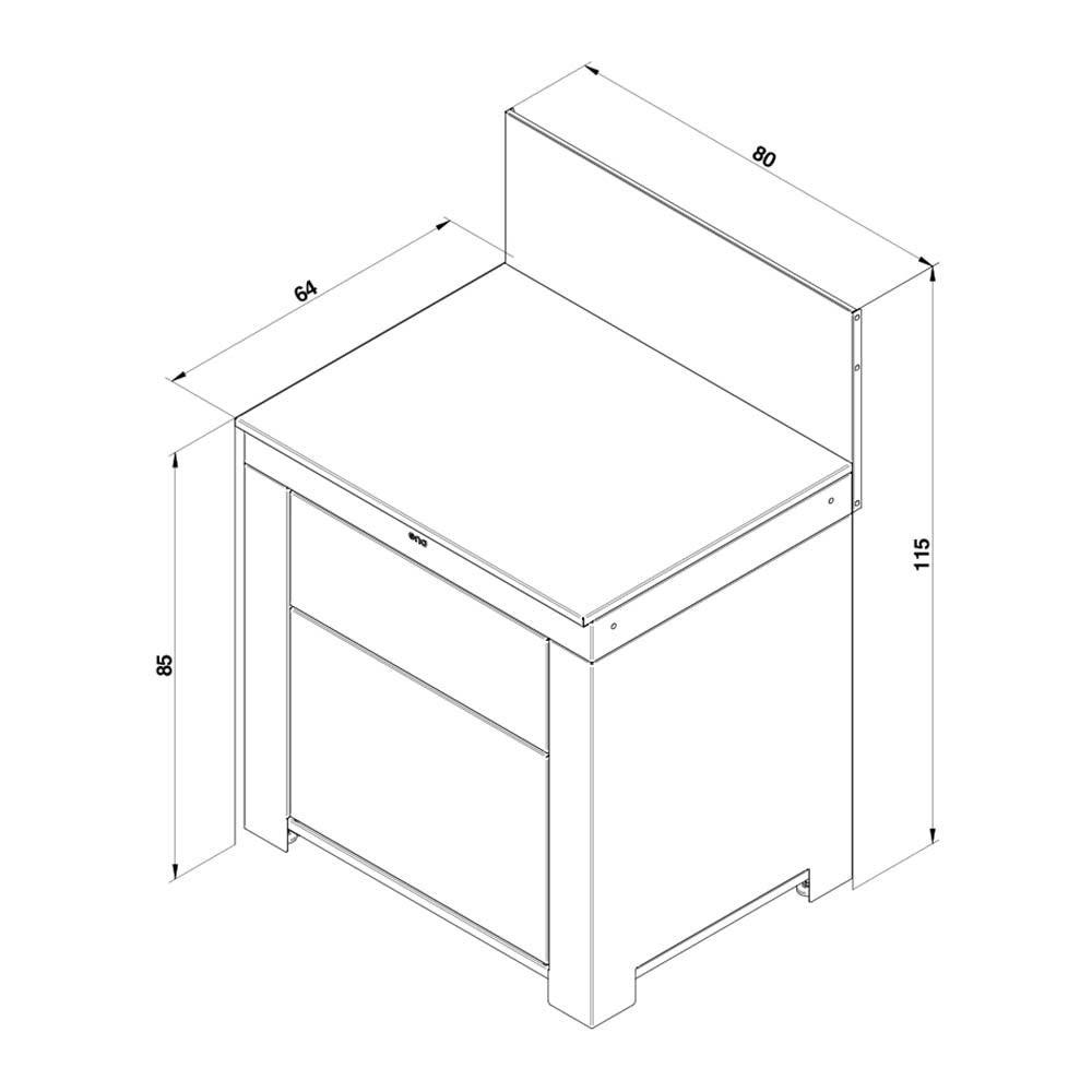 Module Plan de Travail 80 cm avec Tiroir - ENO plan dimensions