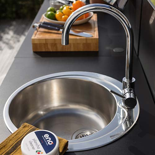 Module Évier Rectangulaire 80 cm Noir Inox - ENO cuisine extérieure complète