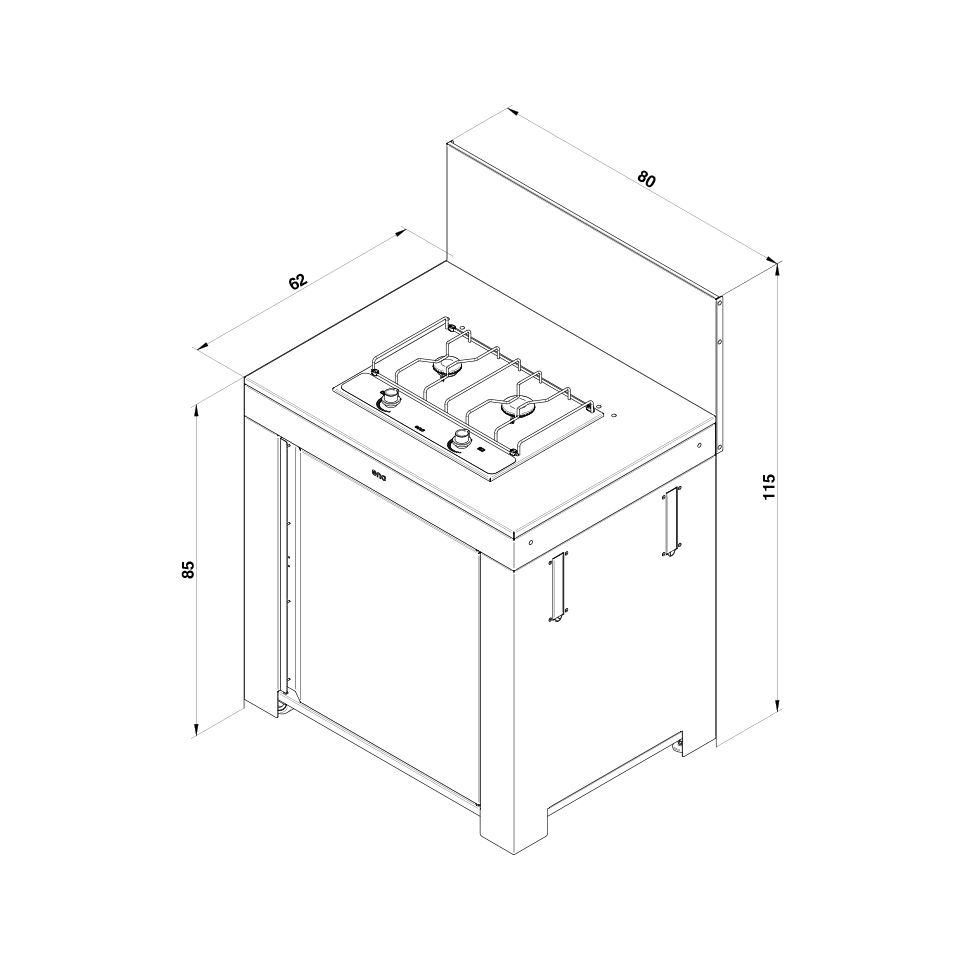 Module Table MASTER Encastrée 80 cm Noir et Inox - ENO en promo