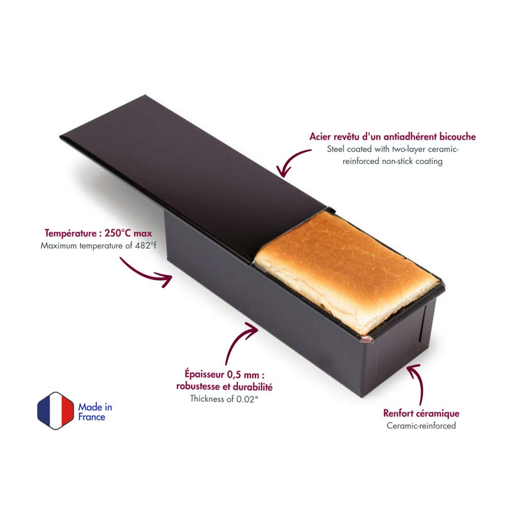 Moule à pain de mie avec couvercle 400 x 105 mm antiadhérent - GOBEL