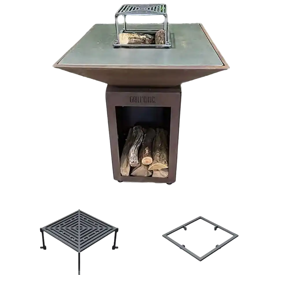 Pack Découverte Brasero Auvergnat carré CORTEN - GRILL CHIC