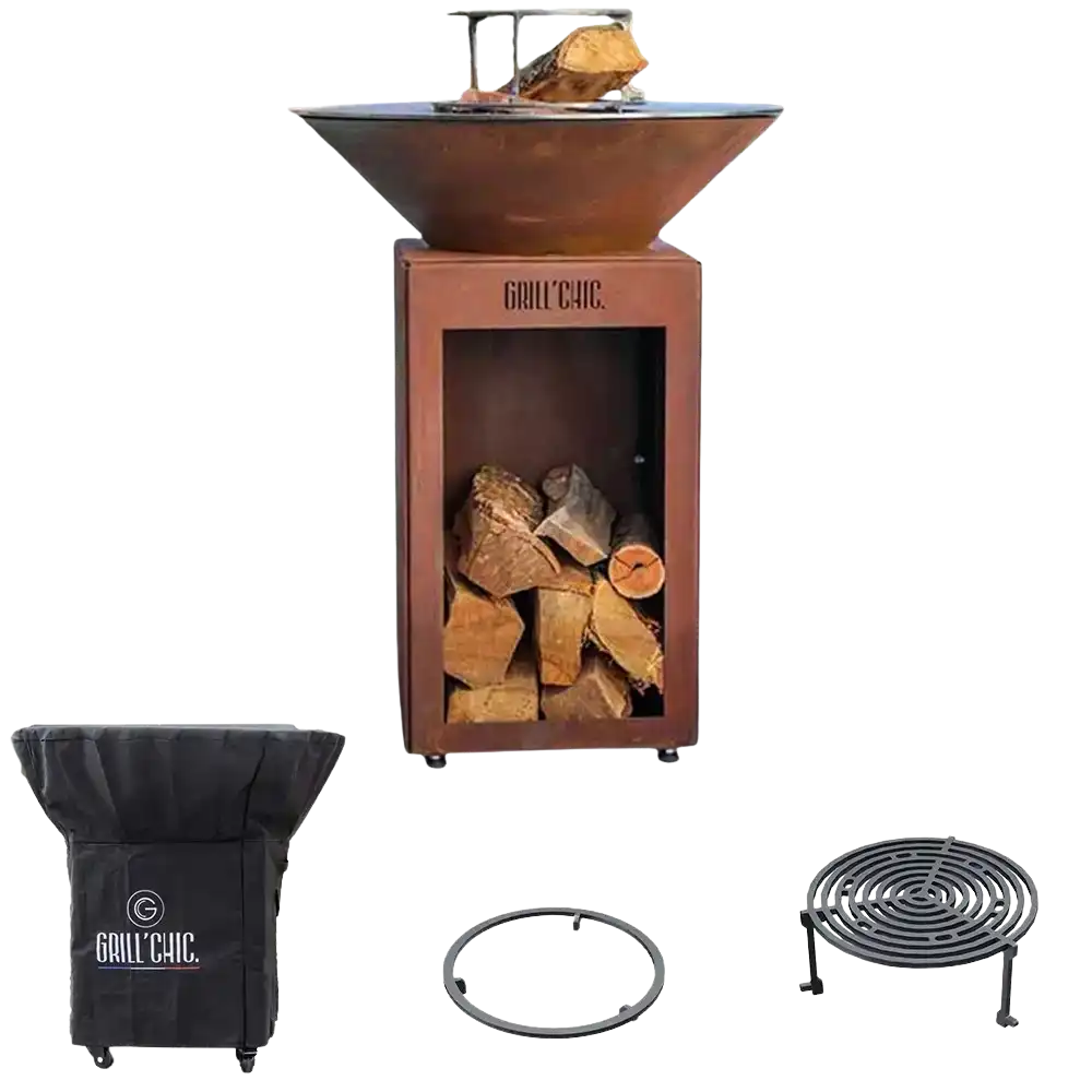 Pack Printemps Brasero Auvergnat Rond CORTEN - GRILL CHIC