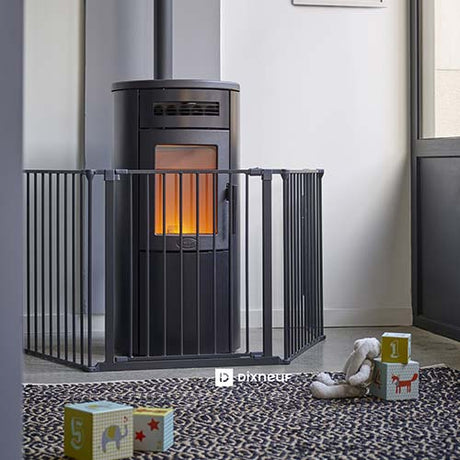 Pare-feu pour cheminée ou poêle INTEGRALE - DIXNEUF acier noir fixation murale