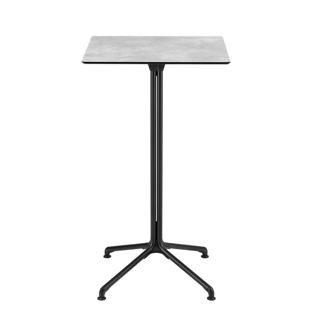 Pied de table central LAFUMA hauteur bistrot noir avec plateau carré, design professionnel.
