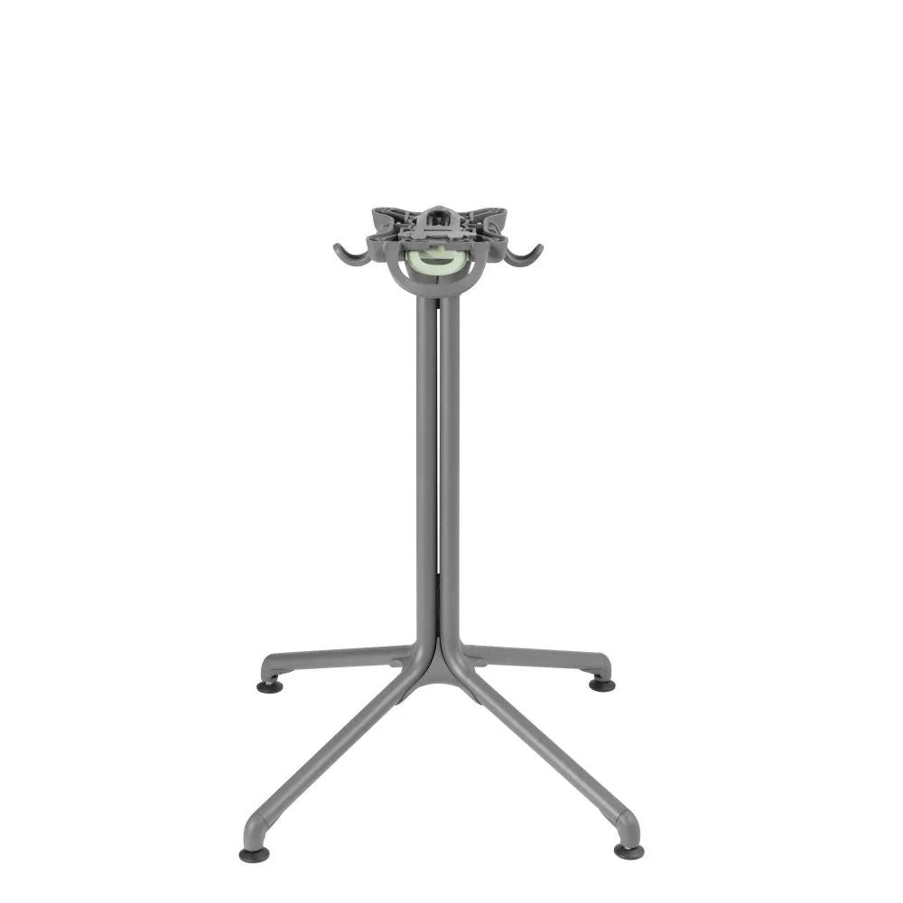 Pied de table central LAFUMA HORIZON en acier gris titane, vue de face.