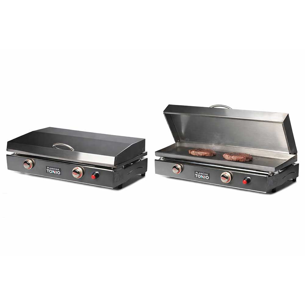 Plancha gaz inox LAGOA 2 feux avec Couvercle - PLANCHA TONIO