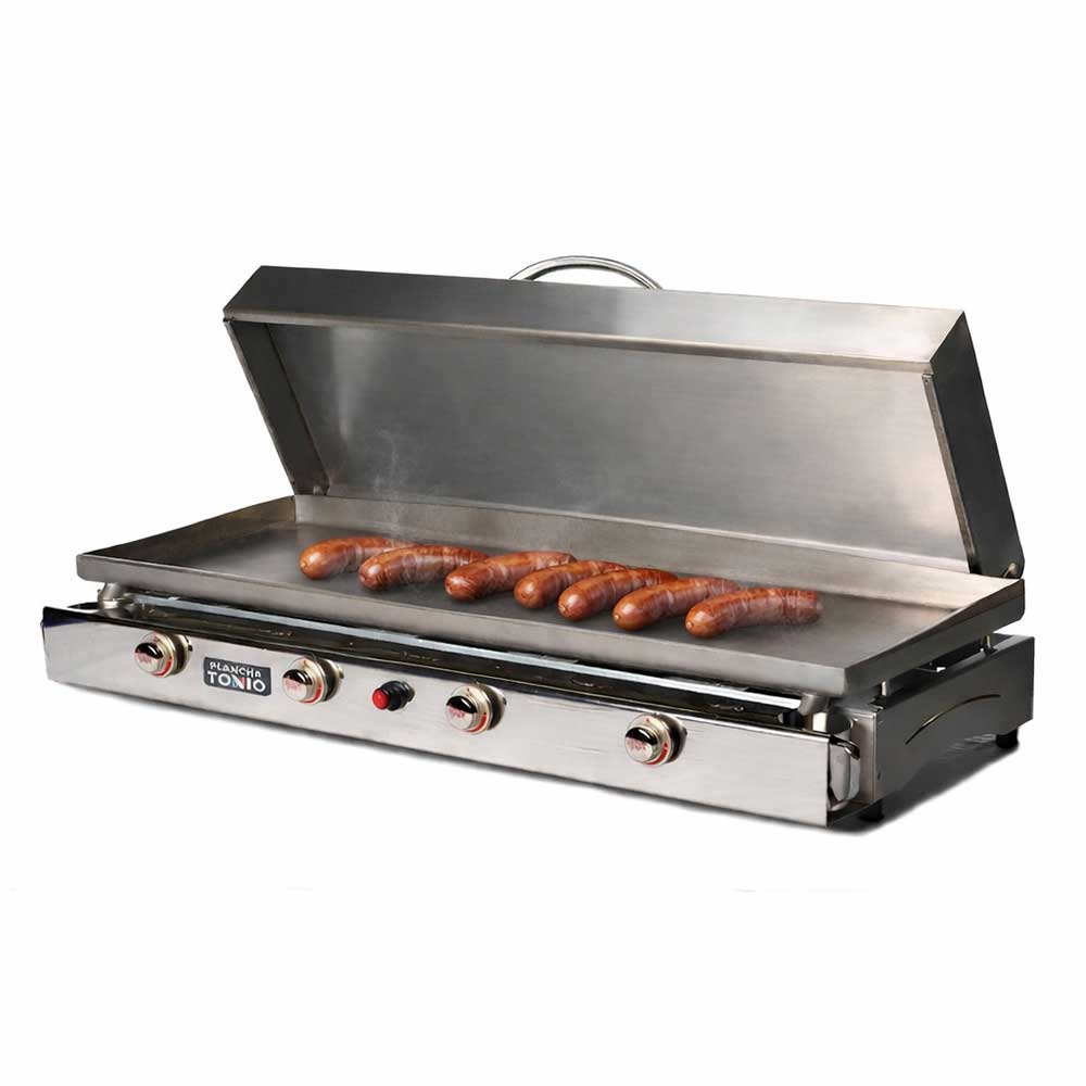 Plancha gaz inox LAGOA 4 feux Avec Couvercle - PLANCHA TONIO