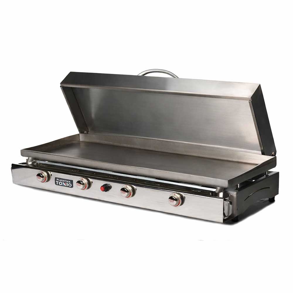 Plancha gaz inox LAGOA 4 feux Avec Couvercle - PLANCHA TONIO